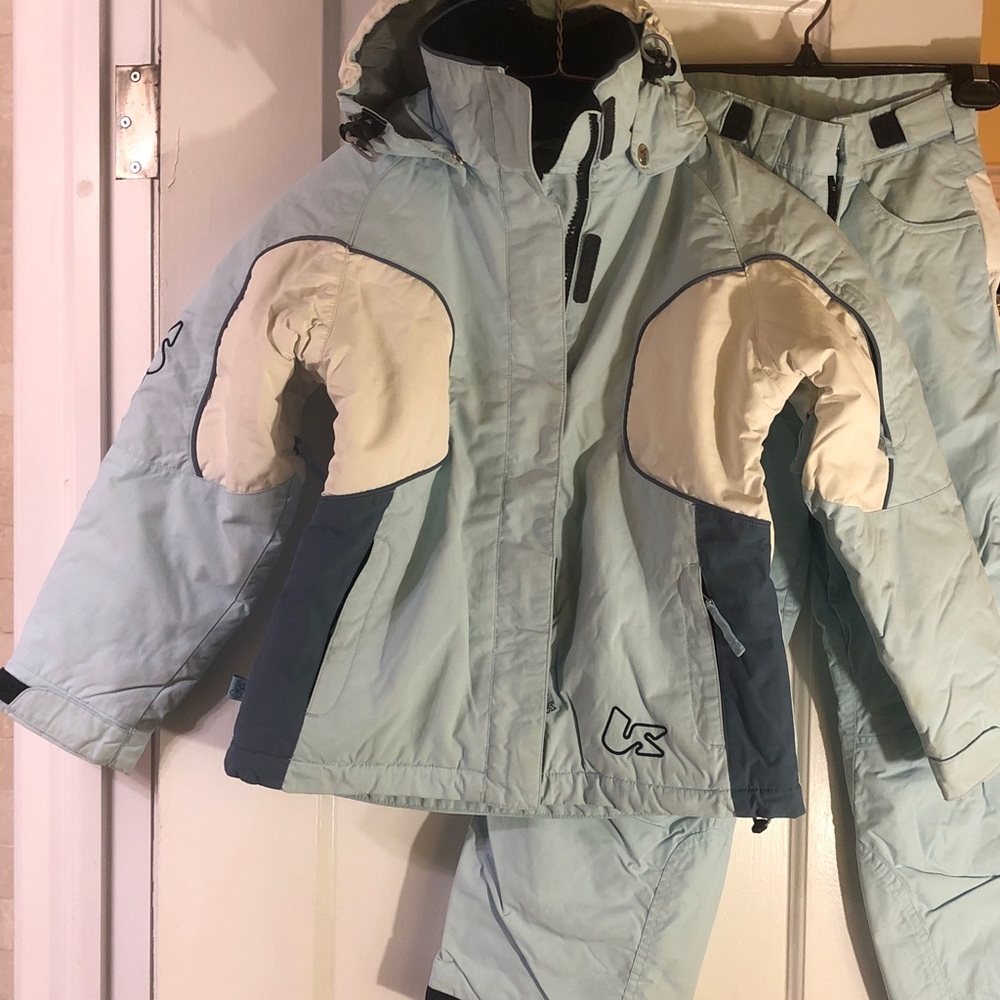 Laikus Light Blue and Cream Girls Ski Jacket and Ski pants